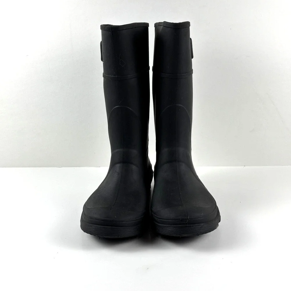 Kamik Kids Black Rubber Rain‎ Boots Buckle Detail Waterproof Size 1